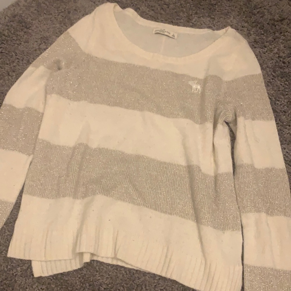 Abercrombie Cream & Gold Sparkle Sweater